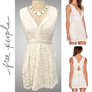 Free People “Lovely in Lace" mini dress in shell- S